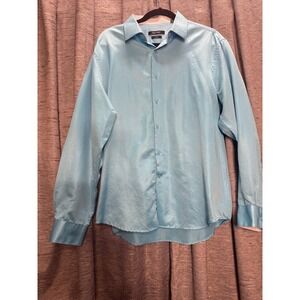 Nine West Dress Shirt Light Blue Long Sleeve Button Down Collared‎ Size XL
